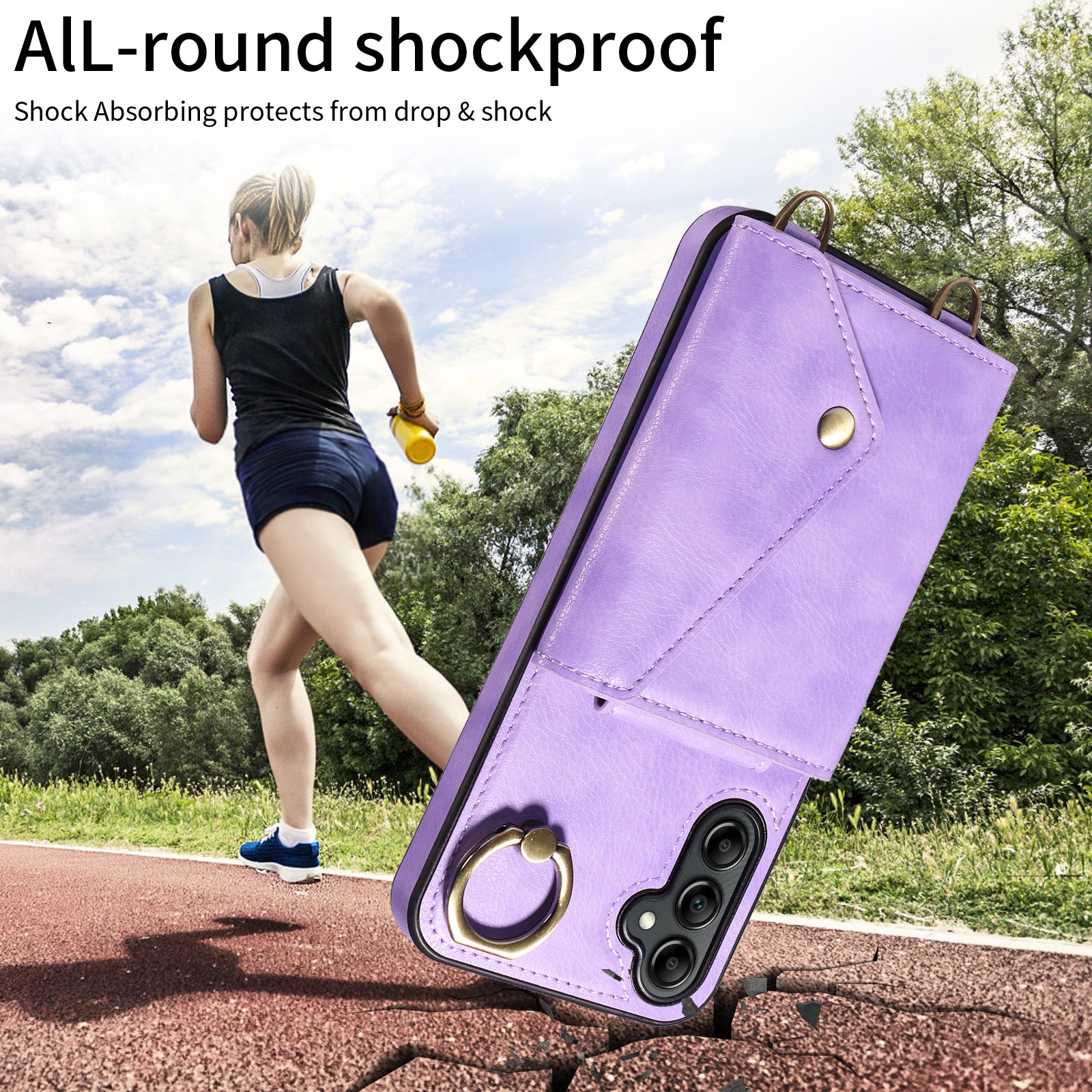 002 For Samsung Galaxy A14 4G 5G Card Bag Ring Kickstand Cover Litchi Texture Leather Coated TPU Phone Case with Shoulder Strap 002 For Samsung Galaxy A14 4G 5G Card Bag Ring Kickstand Cover Litchi Texture Leather Coated TPU Phone Case with Shoulder Strap